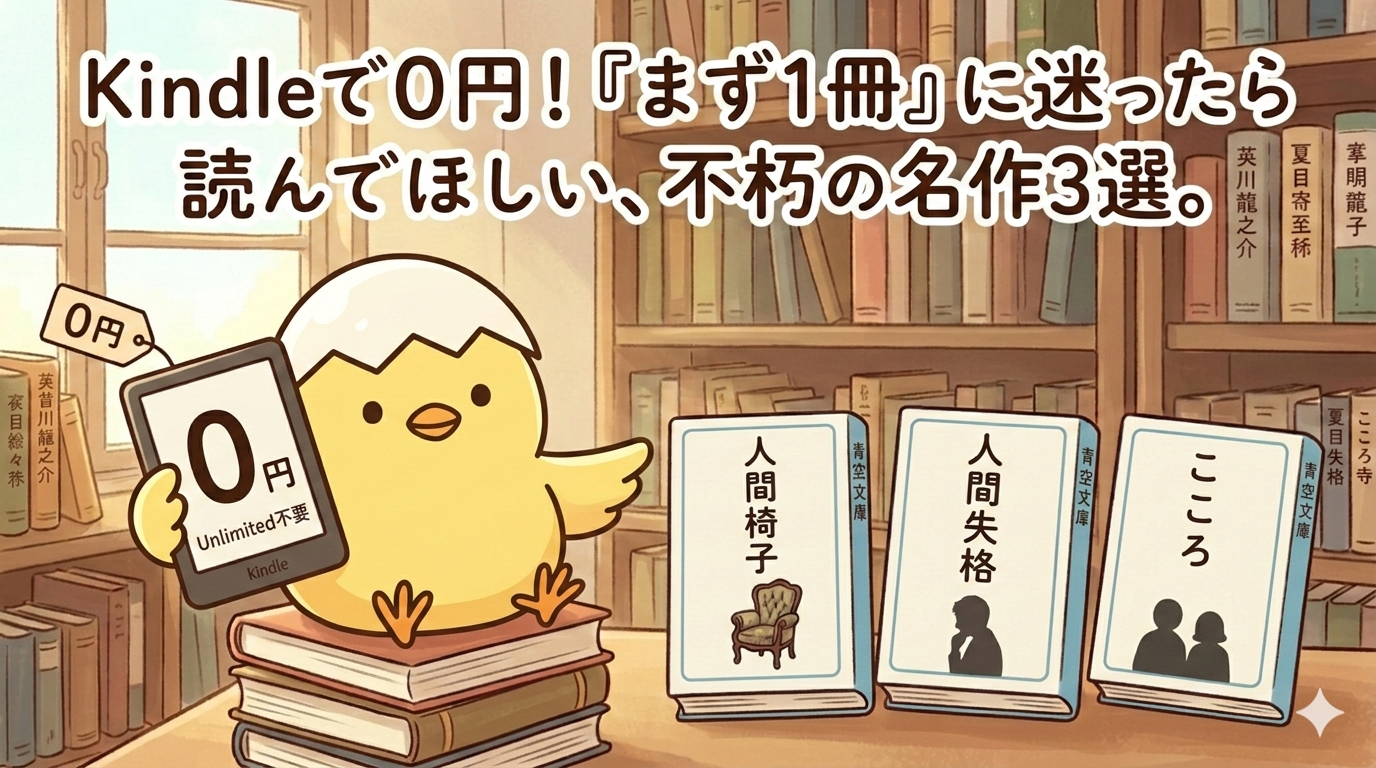 【読書Tips】Kindleで0円！「まず1冊」に迷ったら読んでほしい、不朽の名作3選。
